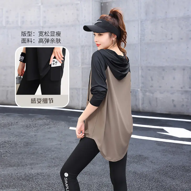 Bộ Đồ Tập Thể Dục Chạy Bộ, Dài Tay, Dành Cho Phụ Nữ, Nhanh Khô, Dáng Rộng, Cỡ Lớn (mm Béo), Thích Hợp Cho Yoga, Áo Phông, Đồ Quần Áo Thể Thao Tập Gym