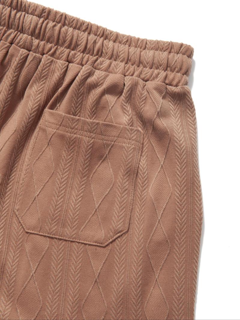 Product Introduction of Men's Solid Color Split Hem  Jacquard Knitted Drawstring Waist Shorts, Loose Casual Comfortable Breathable Pocket Shorts for Summer, Fashion Men's Bottoms for Daily Wear 6