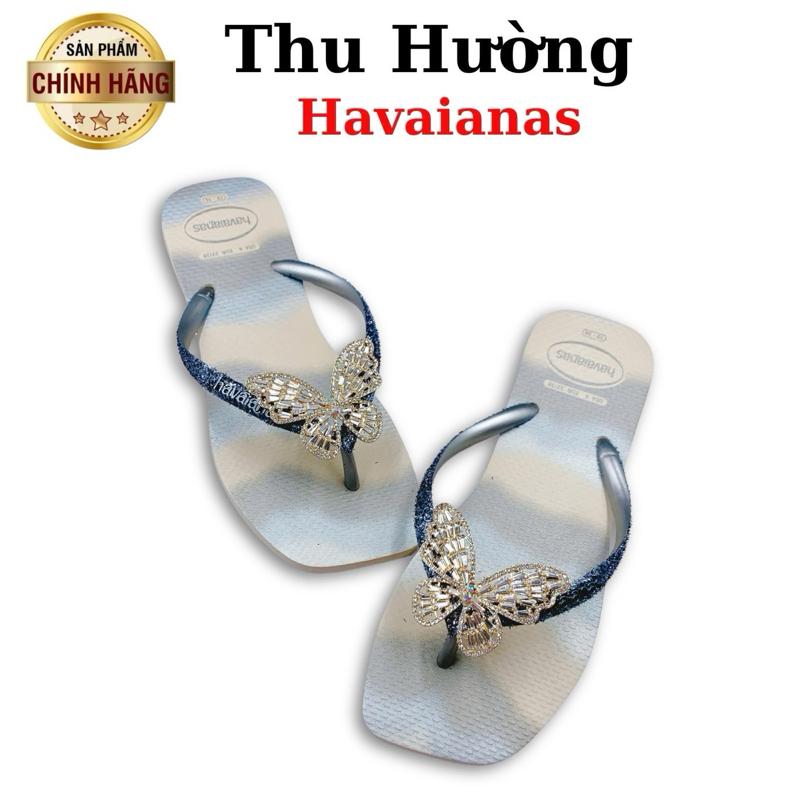 Dép Kim Tuyến Đế Vuông Sợi Xanh Loang Gắn Kèm Charm Tổng Hợp Từ Brazil - Cao su non tự nhiên chống trơn trượt - Thu Hường