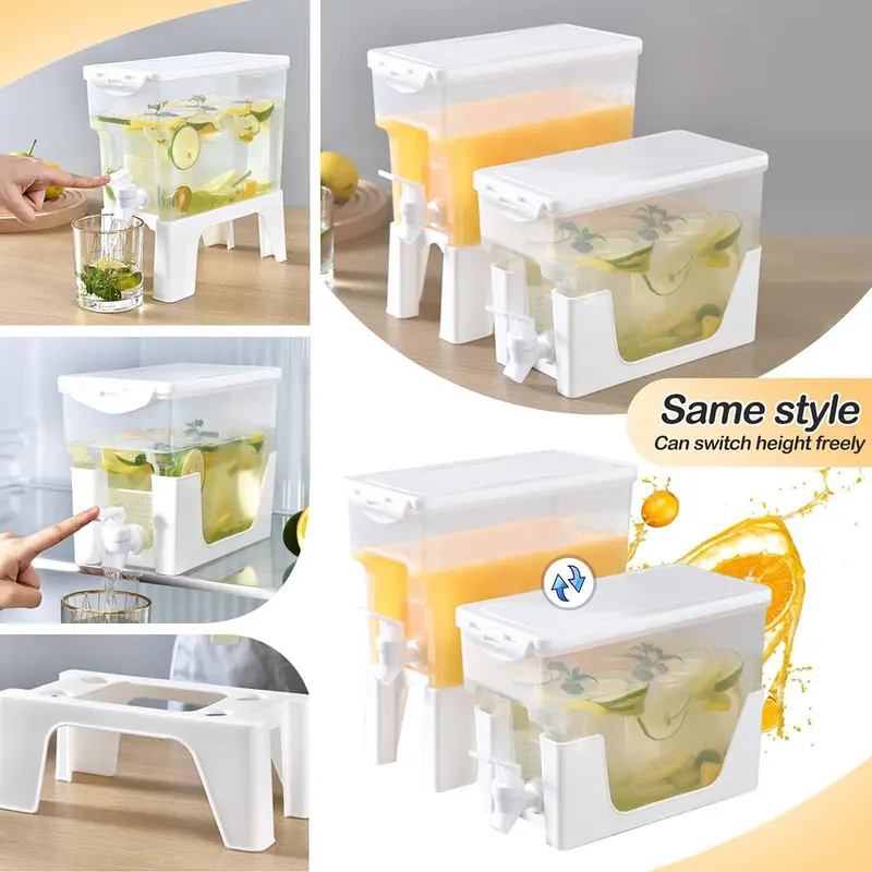 Clear Ice Bucket with Spigot, Large Capacity Lemon Fruit Tea Pot, Summer Cold Bucket, Ice Bucket for Home Kitchen Outdoor Camping 2