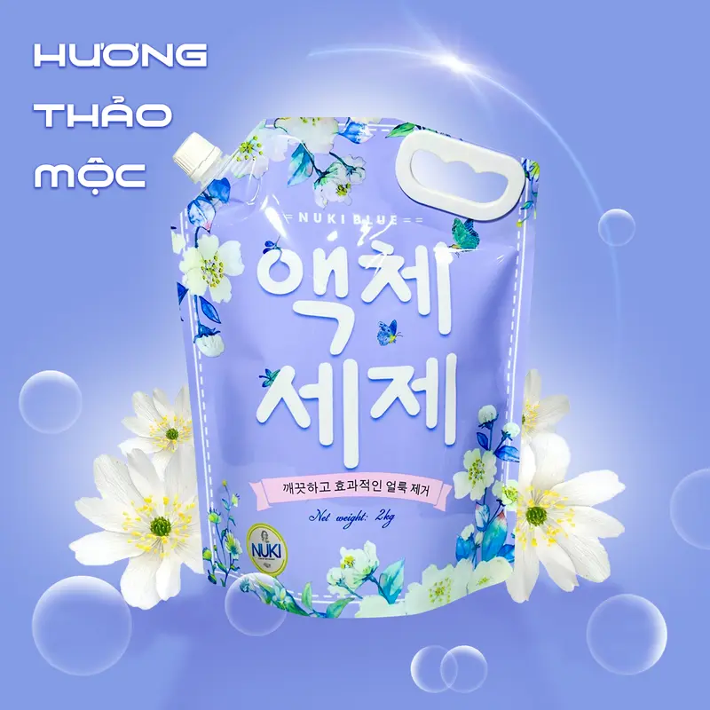 [MUA 2 Lớn TẶNG 2 Nhỏ] Túi nước giặt Hàn Quốc Nuki Blue 2kg - Hương Thảo Mộc, Hương Ngàn Hoa, Lưu hương dịu nhẹ - Làm Sạch 6