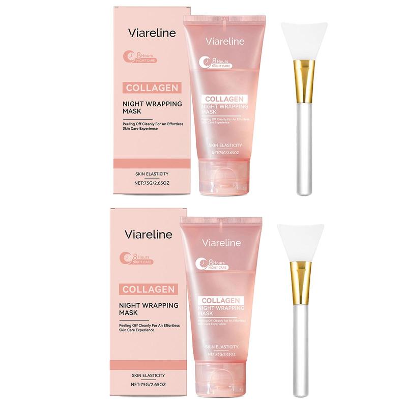 Collagen Night Wrapping Mask, 2 Counts/set Moisturizing Brightening Facial Mask, Deep Nourishing Facial Mask, Face Care Product for Women & Men 0