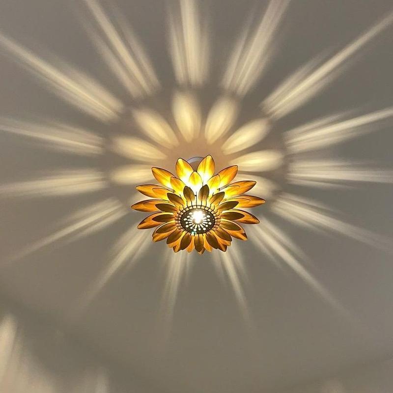 Đèn ốp trần trang trí, đèn hoa cúc bất tử, đèn hoa hướng dướng, đèn gỗ trang trí gỗ thông sơn PU - Đèn hắt tường/ốp trần Led Decor phòng lamp