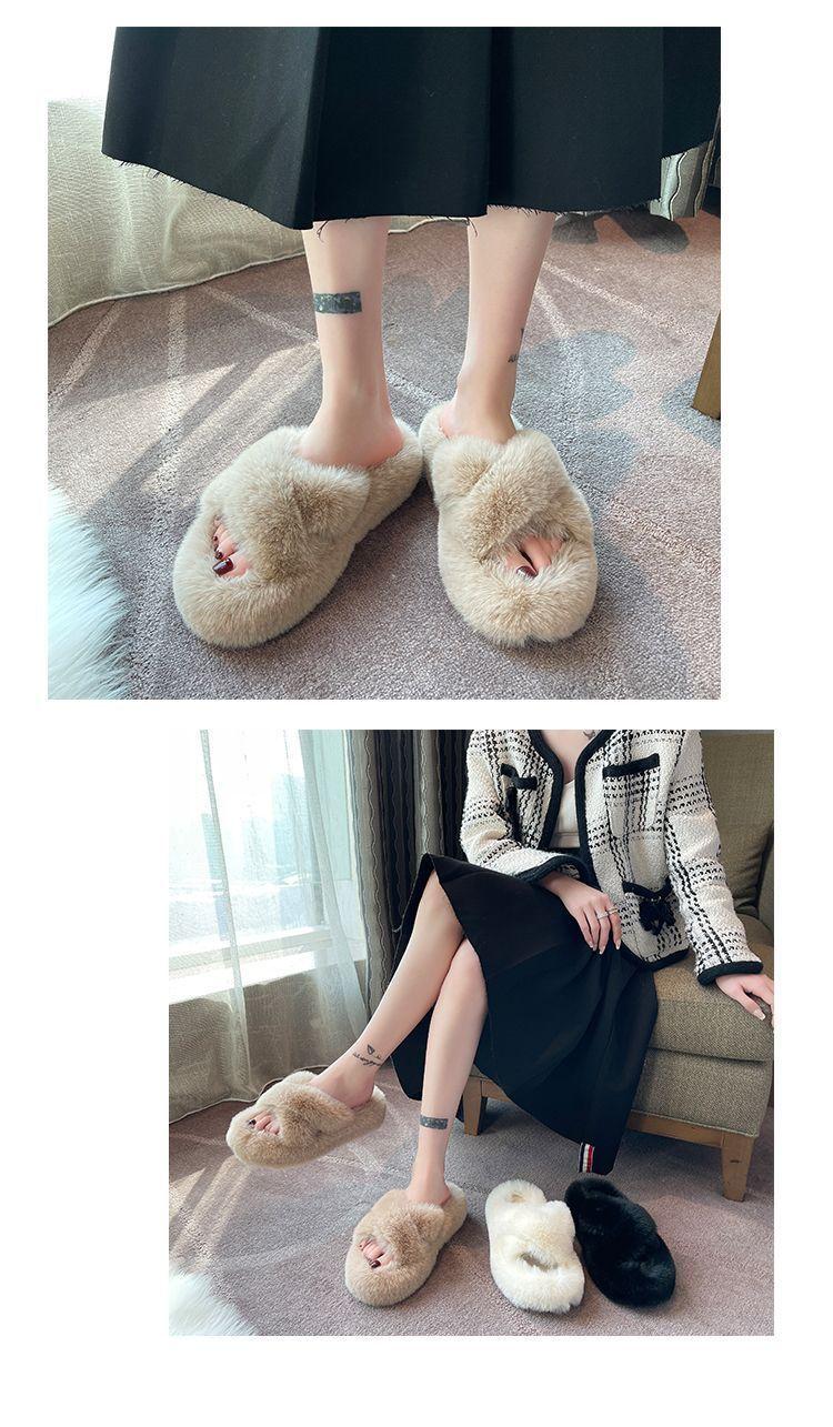 Product Introduction of Dép Lông Mịn, Đế Dày, Thắt Lưng Chéo, Nữ, Thích Hợp Cho Mùa Thu Và Mùa Đông, Có Thể Mặc Ngoài Trời, Đế Mềm, Dép Bông Gia Dụng, Hàng Mới Về 2024 Dép Lê Women DéP Slipper 12