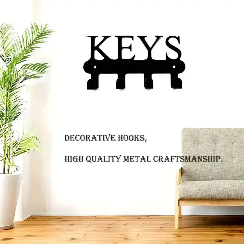Wall Mounted Key Hanger, 1 Count Decorative Key Hook, Space Saving Home Organizer for Kitchen, Entryway, Bedroom, Bathroom, Office, Wall Decor 3