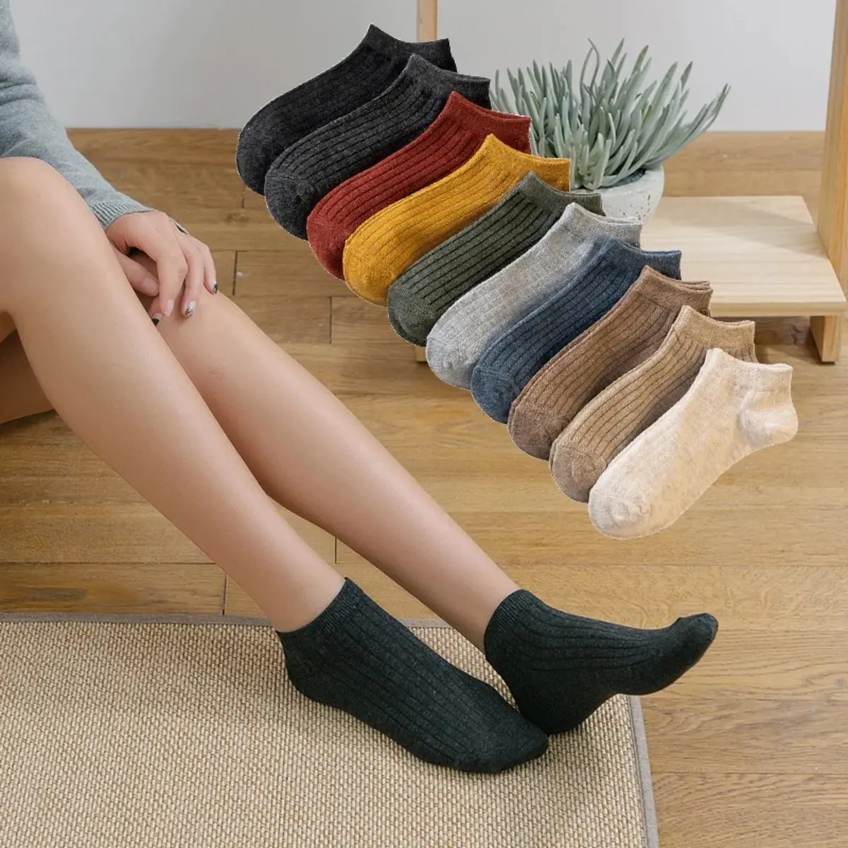 Cotton Socks Short Crew Ankle High Quality Breathable Summer Casual Fashion Solid Color Sock for Women