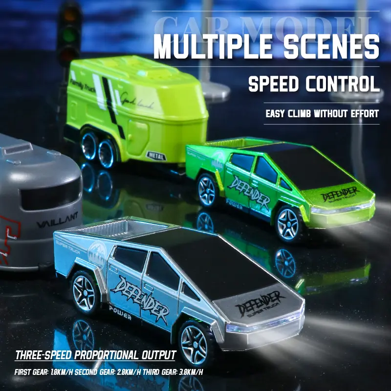 Hotfree 1/64 Mini RC Cybertruck, Alloy Drift Car with Trailer, USB Rechargeable 2.4GHz Remote Control Vehicle, Indoor Outdoor Racing, Desktop Entertainment, Fun Birthday & Christmas Gift for Boys, Kids & Fathers Cozyvibes 2