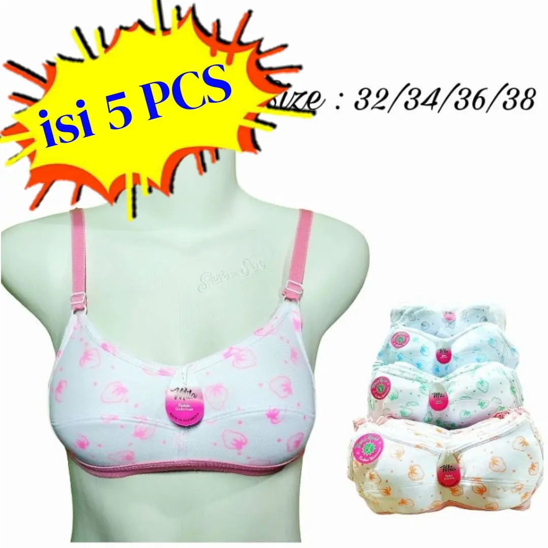 5 Pcs Bra Remaja/Pelajar BH ABG Full Print Bunga / strowberry