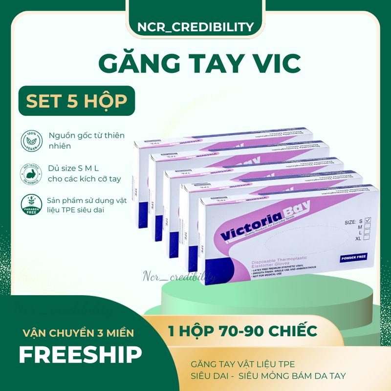  Set 5 Hộp Găng Tay Victoria Bay Ncr_credibility  1 Hộp 80-90 Chiếc  Bao Tay TPE 