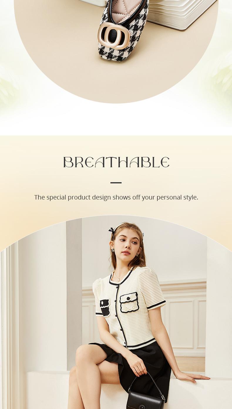 Product Introduction of Paris Zoey Giày nữ búp bê nữ màu đen và trắng Vintage thanh lịch nữ giày Đơn giản Shoes 22