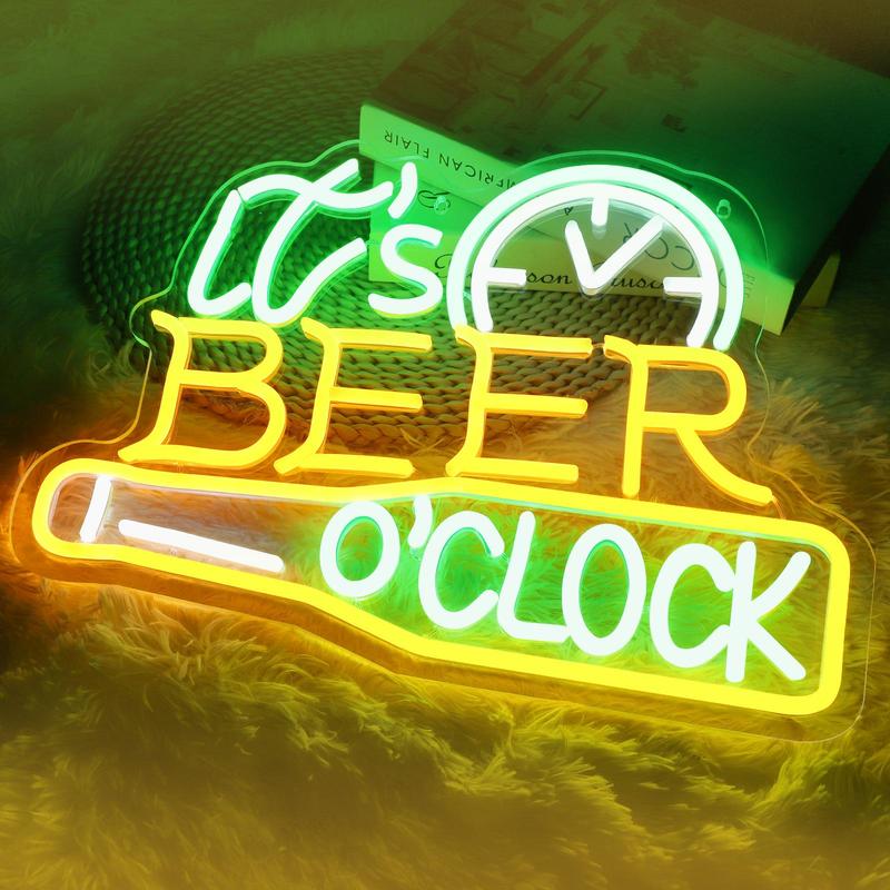 Product Introduction of It's Beer On The Wall Design Neon Sign, LED Neon Light with 2 Clear Hook, Decorative Neon Sign for Home Party (Battery Required, without Battery) 17