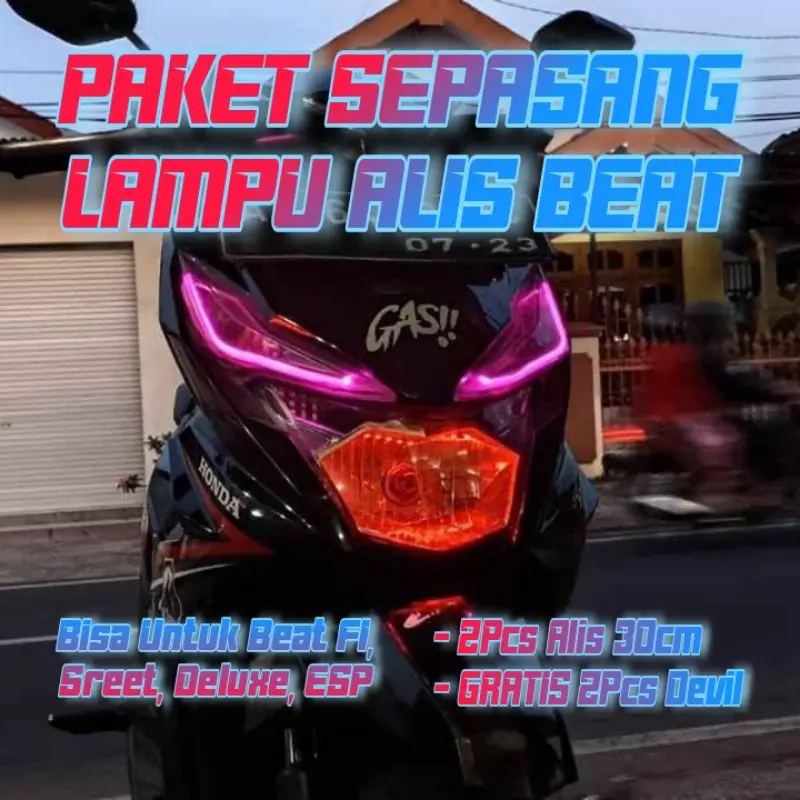 LAMPU ALIS BEAT BONUS DEMON SEPASANG 30CM BONUS DEMON / PAKET SEPASANG / 1SET / FI / STREET / DELUXE / ESP / ALL NEW / Motor