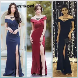 CB 3566 Long Dress Pesta Wanita Dewasa Party Night Scuba Sabrina Kondangan - Baju Gaun Seragam LC Karaoke PSG Clubbing Sexy Formal Natal Casual Panjang Hitam Marun Navy Simple Untuk Chinese Newyear Imlek