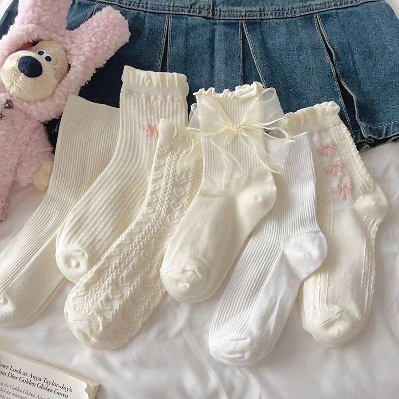 Product Introduction of Tất Lolita, 1 Đôi, Có Nơ, Ống Giữa, Phong Cách Preppy, Tất Công Chúa, Thời Trang Đường Phố JK vớ  da 14