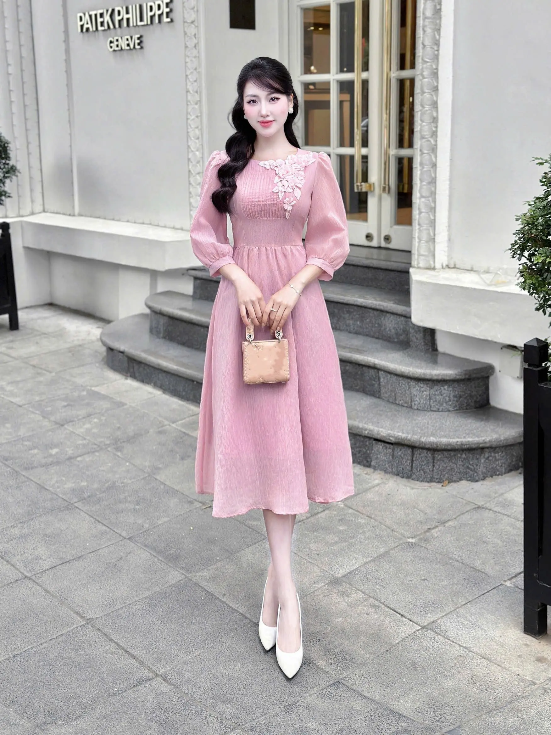 Đầm thiết kế QD26 kết hoa sang chảnh, quyến rũ đi tiệc, đi chơi, đi làm Nữ Voi Women Dress