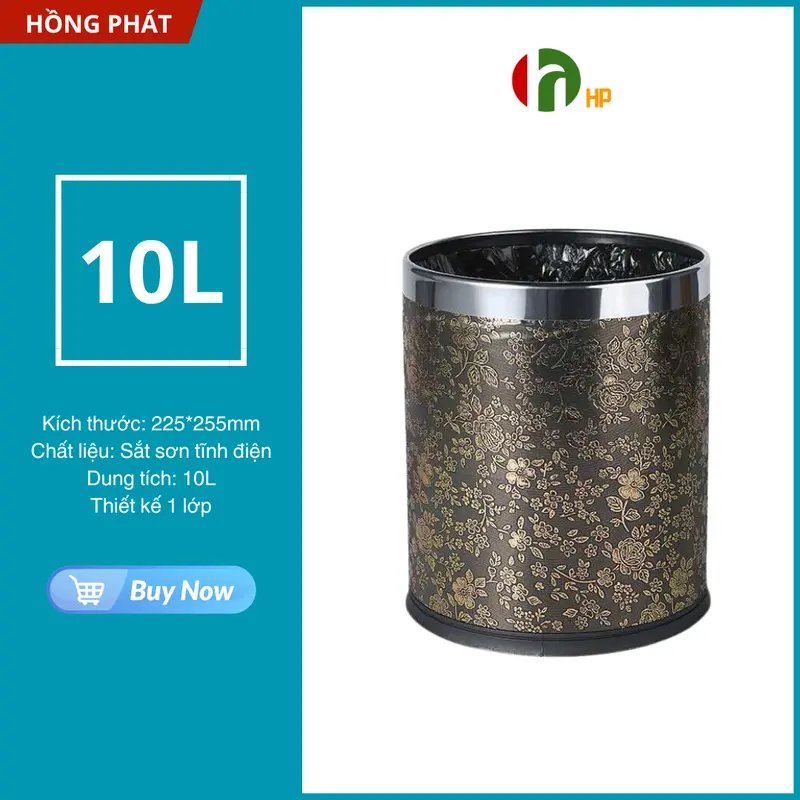 VHP-DJ-KF03 Thùng rác MINI dung tích 10L, thiết kế hoa văn 1
