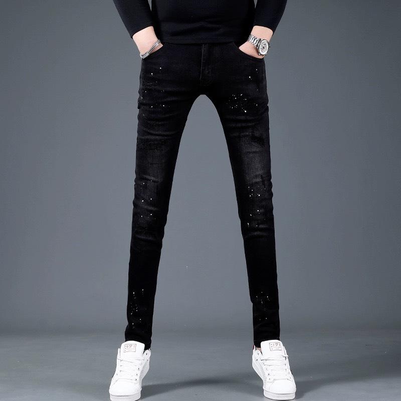 Quần jean dài nam dài kiểu xước nhẹ vảy sơn wash đậm chất bò co giãn AQ66 Form skinny chuẩn Menswear Có Túi Pants TCS Trùm Chuyên Sỉ