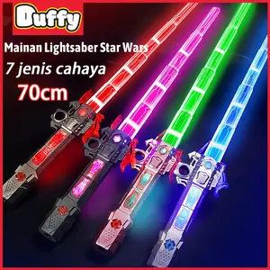 [Duffy toys](COD) Mainan Lightsaber Star Wars 2in1 Laser Ditarik Lightsaber dengan Konektor Ada Efek Suara 7 Warna Cahaya / Pedang Lampu Mainan Anak Laki Laki /Mainan Pedang Star Wars / Pedang Laser / Pedang Mainan / Lighsaber