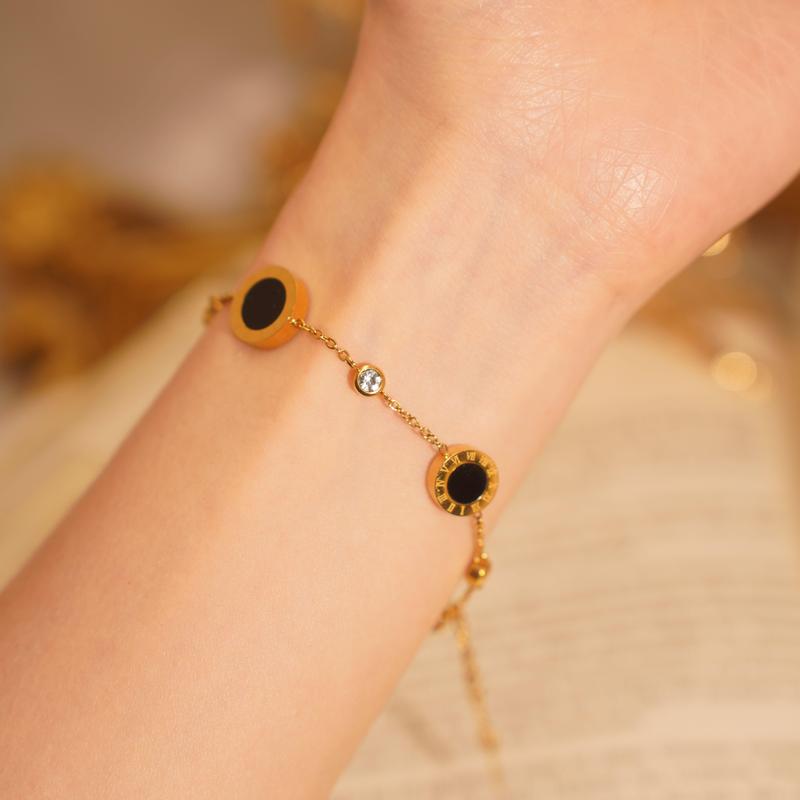 Gelang Rantai Pecah Kopi Bulat Moon Bracelet Titanium Perhiasan 1