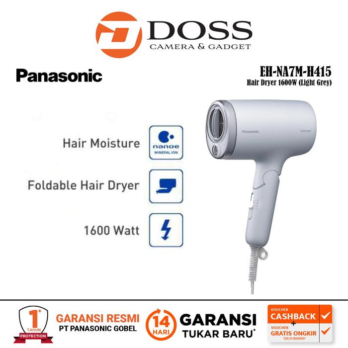 Gambar Panasonic Nanocare Hairdryer 1600W EH-NA7M-H415 - Light Grey dari DOSS Camera & Gadget Kota Administrasi Jakarta Pusat Tokopedia