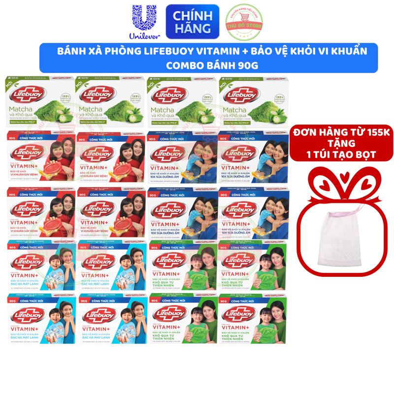 Combo Bánh Xà Phòng Lifebuoy Vitamin+ Bảo Vệ Khỏi 99.9% Vi Khuẩn - 90G (Đơn Từ 155K Tặng Túi Tạo Bọt)