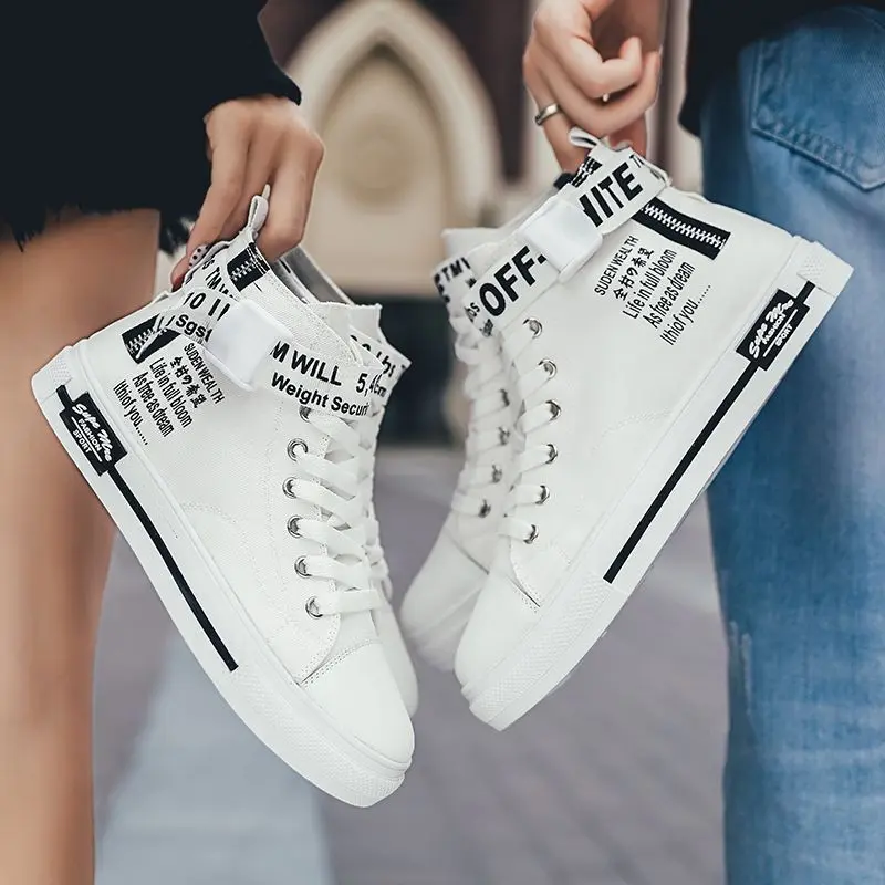 Fashion New High-Top Shoes High-Top Canvas Shoes Sports Men's Shoes Student Shoes Closed Trainers