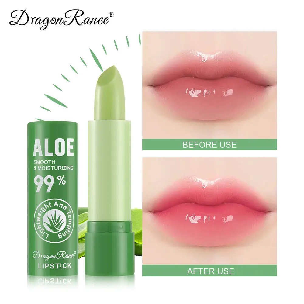 Color Changing Lip Balm Female Moisturizing and Nourishing Full Lips Color Changing Plain Lipstick Fruit Temperature Changing Aloe Lipstick Skincare Comfort