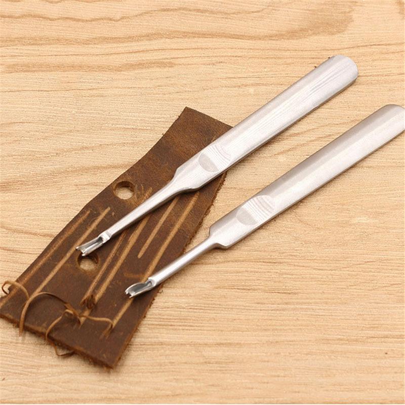 2-Piece Stainless Steel Leather Groover Set - U & V Shape Edge Beveler Tools For Leather Craft