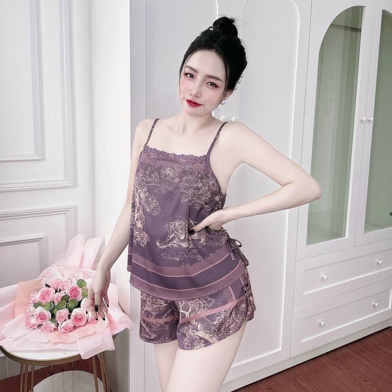 Đồ bộ 2 dây cột nơ eo sexy thiết kế ren ngực, freesize 40-60kg 5