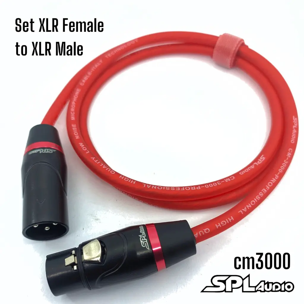 Kabel Audio Mic Jack SPL Audio XLR Male to XLR Female 3 Pin Gold - Kabel SPLAudio Warna Merah 1-10 Meter