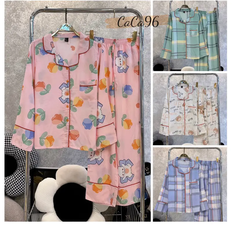 Đồ bộ tole nữ, bộ mặc nhà vải lanh pizama VNXK F21,quần dài, không nhàu,mềm mại,siêu mát 42-75kg