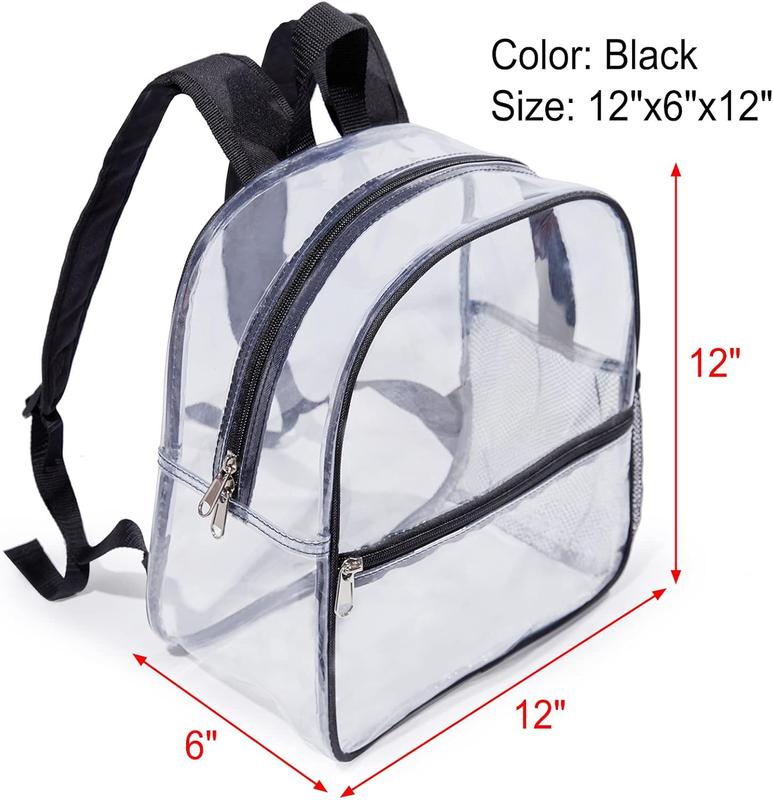 TikTok Shop Mini Clear Backpack 12 x6 x12 Stadium Approved See Through Bag Waterproof PVC Small Transparent Backpacks for Festival Sport Event Concerts Black