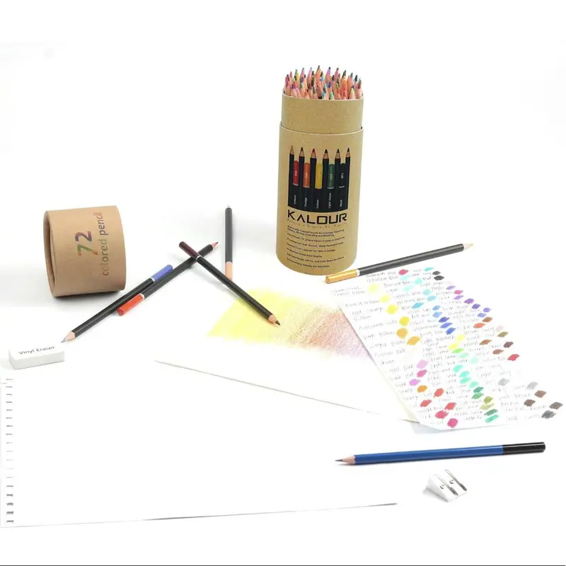 Colored Pencil Set, 1 Set Professional Oil Coloring Pencil Set with Pencil Sharpener & Eraser, Art Supplies for Home School Office 2