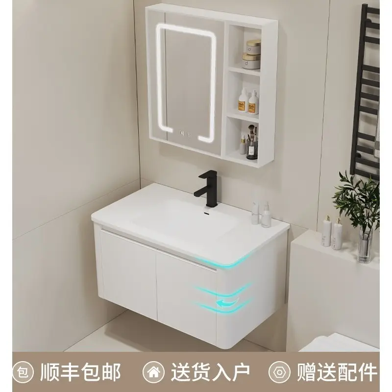 Vanity Cabinet Bathroom Cabinet Cream Style Ceramic Whole Washbin Alumimum Bathroom Wash Basin Cabinet Combination Toilet
