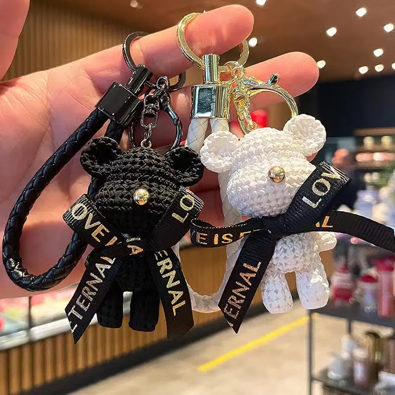 Beruang resin wol beruang gantungan kunci lucu kreatif perhiasan kunci liontin tas boneka liontin gantungan kunci