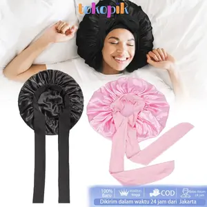 Hair Bonnet Satin Cap Night Silk Cap Material Halus Antistatik, Ukuran Elastis Warna Elegan untuk Rambut Panjang dan Keriting