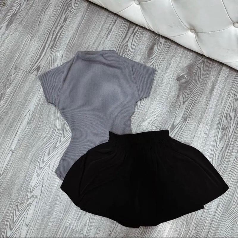 Set áo cổ lọ kèm chân váy bale xịn xò chân váy có quần trong có lẻ chân váy và áo riêng Nữ Voi cv9