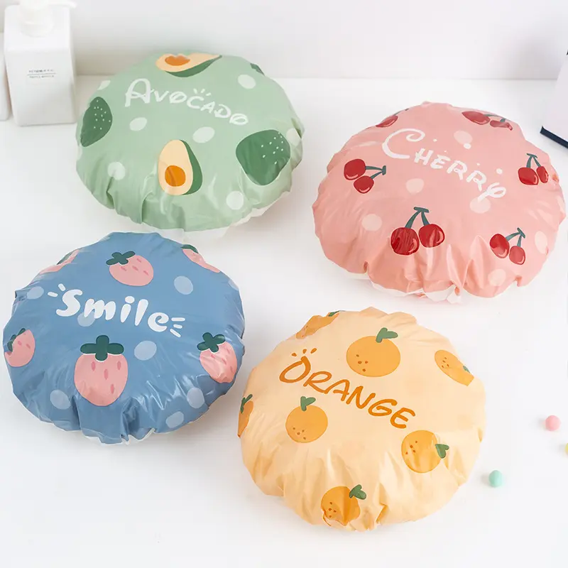 Shower Cap Waterproof Shower Cap Adult Female Cute Fruit Waterproof Bath Shower Head Cover Kitchen Oil Smoke-Proof