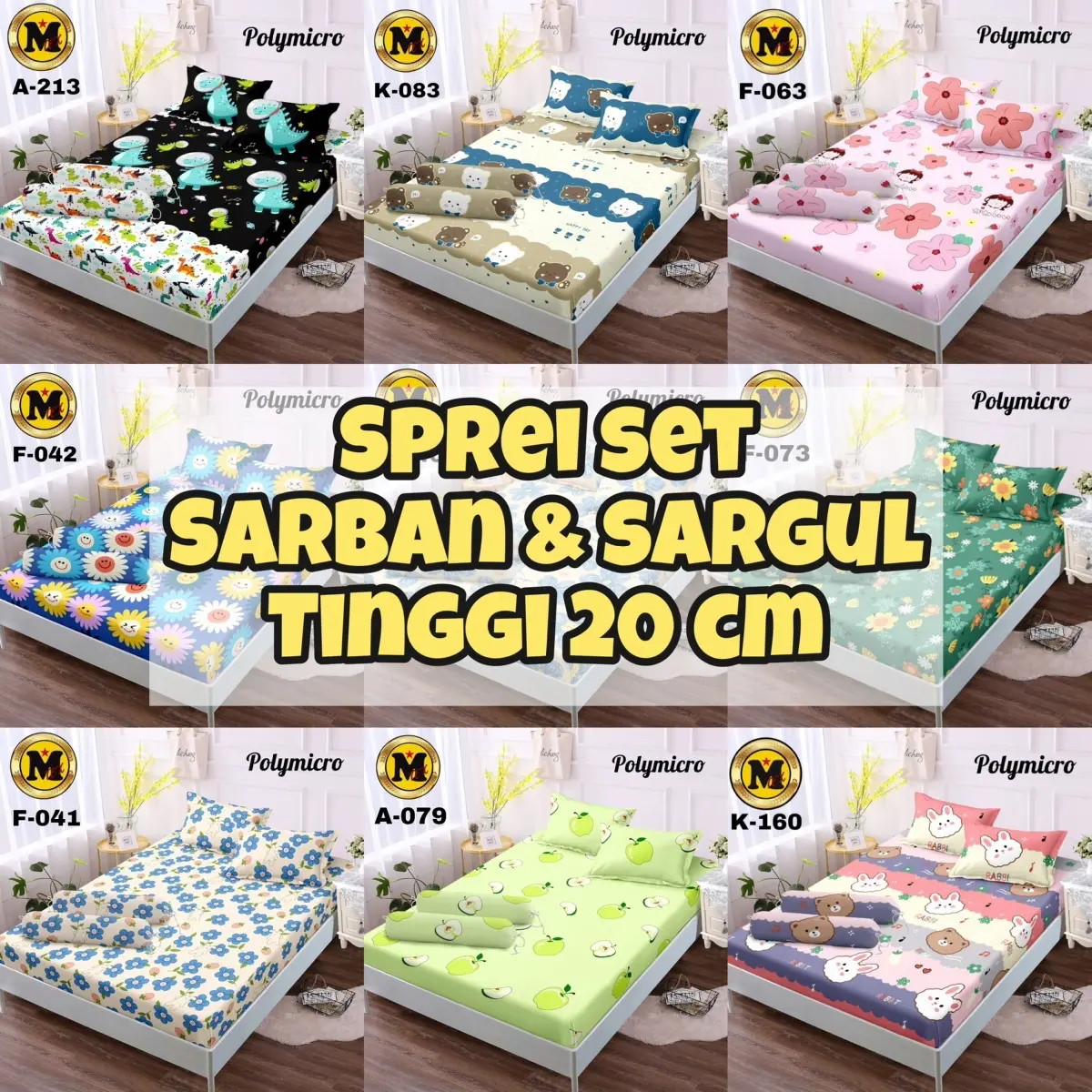 SPREI SET SARBAN SARGUL MOTIF TERBARU MURAH