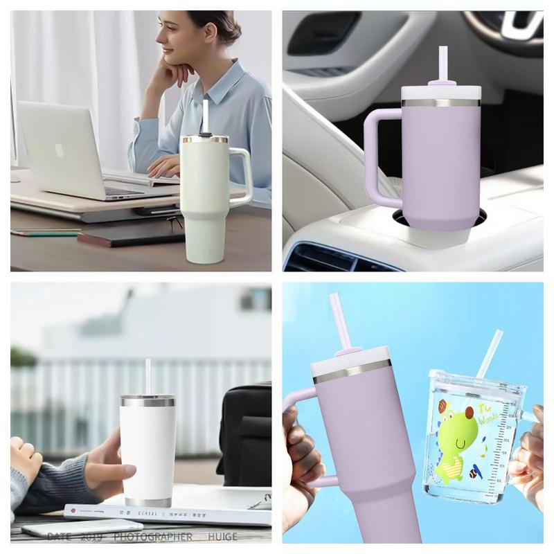 Product Introduction of Reusable Straws Set, 8 Counts Including 6 Replacement Straws and 2 Straw Cleaning Brush, Water Cup Accessories for Home Office Outdoor Camping 5