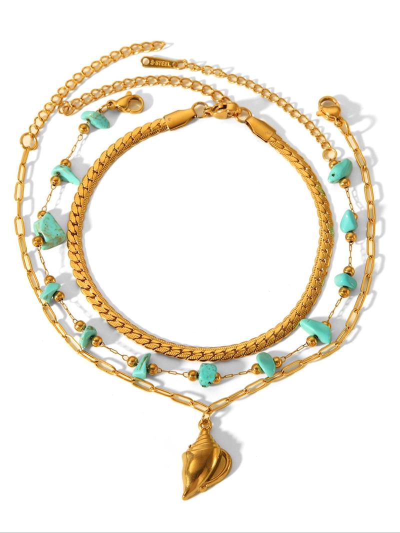 Product Introduction of Fashionable Turquoise Decor Anklet, Fashion Jewelry for Party, Daily Clothing Decor, Trendy All-match & Exquisite Jewelry for Birthday Gift 4