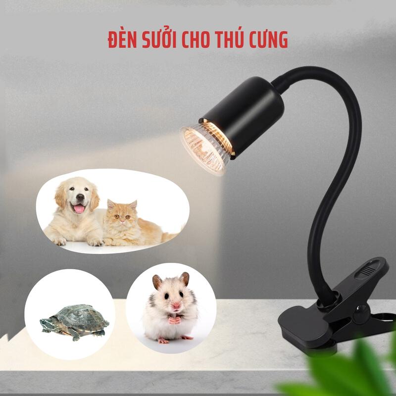 Đèn sưởi cho chó mèo con rùa bò sát ấm áp | Kẹp tỏa nhiệt có công tắc điều chỉnh độ sáng 
