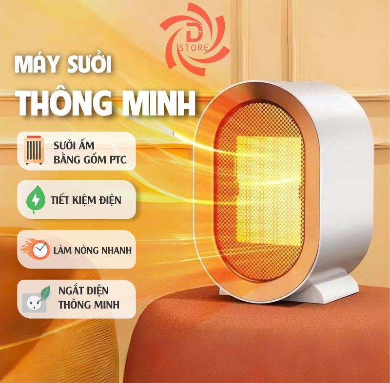 Máy sưởi mini gốm PTC DSTORE 1200W quạt sưởi tiết kiệm điện - sưởi ấm thông minh 2025 máy sưởi