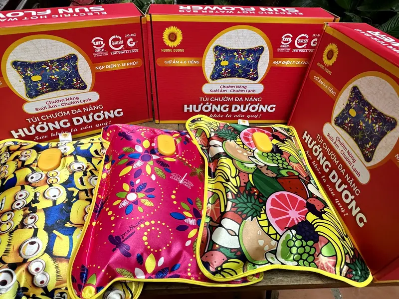 Túi chườm đa năng, túi sưởi Hướng Dương CỠ TRUNG 24*33cm hàng Việt Nam chất lượng sưởi ấm, chườm nóng giảm đau cắm sạc 10-15 phút giữ ấm vài giờ Máy Sưởi 0