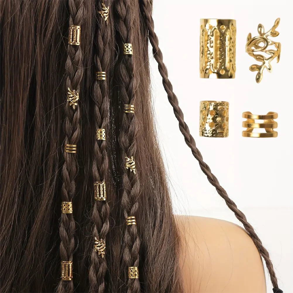 40PCS Alloy Hollow Hair Ring For Girls Women Dreadlock Hair Braid Rings Cuffs Decoration Elegant Hair Accessories Locks Hair For Braids #468709