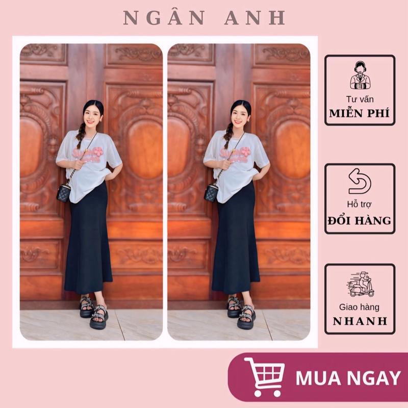 [Ngân Anh]Chân váy bầu đuôi cá ,váy đuôi cá xòe thun lạnh co giãn 4 chiều tôn dáng cho mẹ bầu, có chun rút tuỳ chỉnh tiện lợi