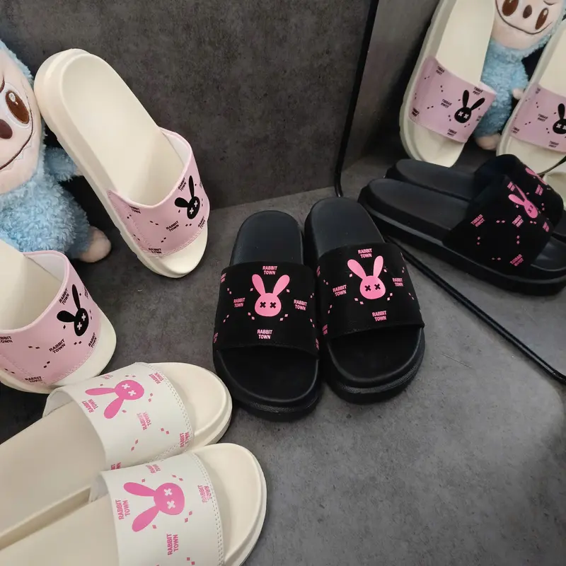 Dép thời trang Nữ,Dép Rabbit Town in thỏ, xinh xắn dễ thương, đế cao 4cm Slipper Jean DéP Có Quai 2