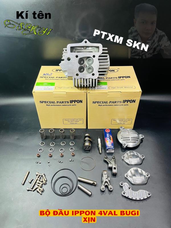 Bộ đầu IPPON 4 val xupbap 19/22 hệ xe máy Wave, Dream, Cub, 67, CD, CL phụ kiện