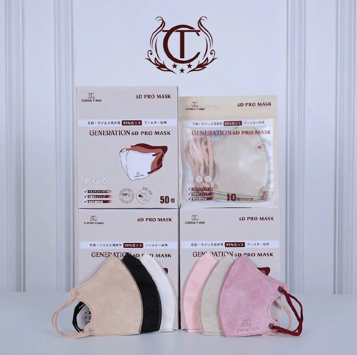 Khẩu trang 6d Cường Thịnh thùng 200 cái kháng khuẩn chống khói bụi, chống nắng, chống tia uv