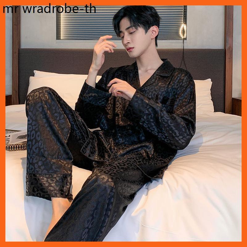 Bộ đồ ngủ pijama nam dài tay chất lụa bóng cao cấp Đồ Ngủ Dài Tay Cho Nam,  Quần Áo Gia Đình, Bộ Hai Mảnh  L-3XL